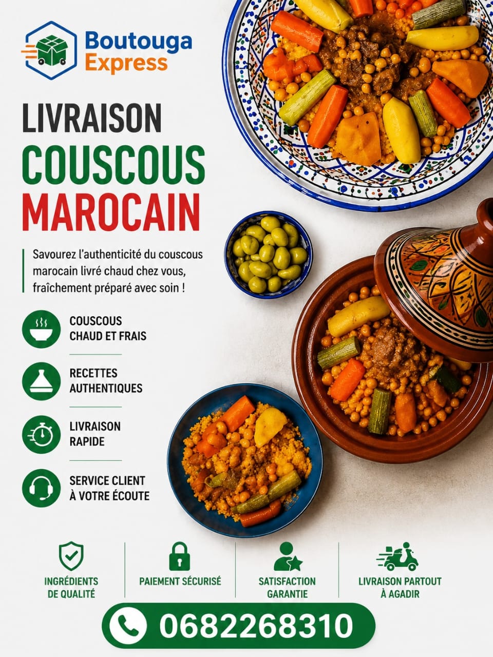 Livraison couscous marocain à Agadir - Boutouga Express